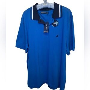Nautica classic fit solid Blue Polo sz L